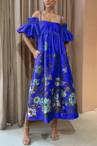 Arielle Gathered Sleeve Dress with Pockets