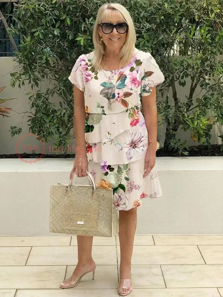 Giada Pleated Floral Ruffle Dress