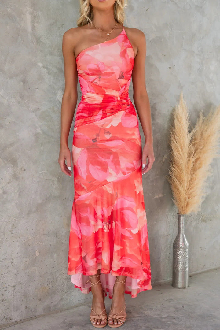 Xanthe Pleated One-Shoulder Dress