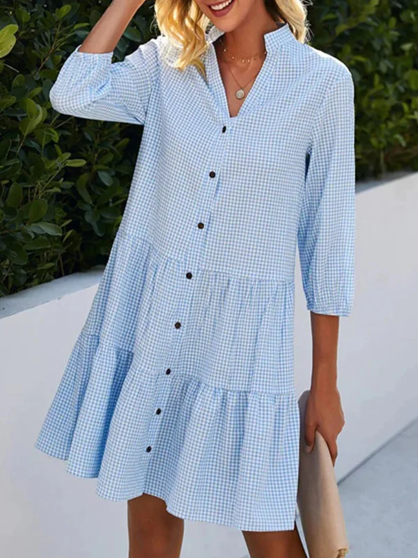 Rebecca Plaid Button-Front Shirt Dress