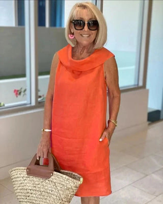 Perla Sheath Round Neck Dress