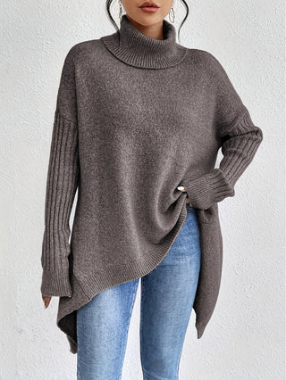 Laila Asymmetric Hem Turtleneck Sweater