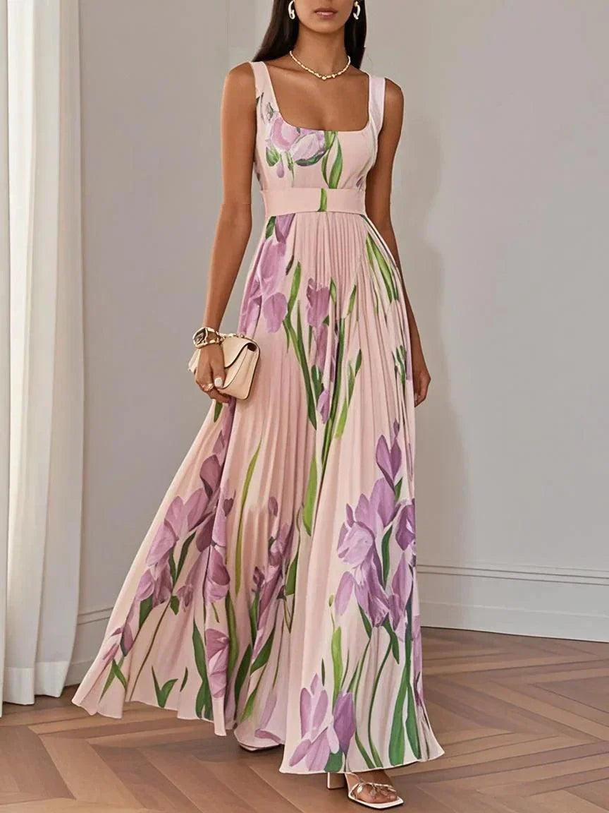 Nina Pleated Floral Maxi Dress