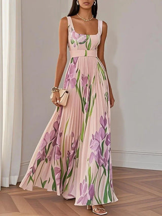 Nina Pleated Floral Maxi Dress