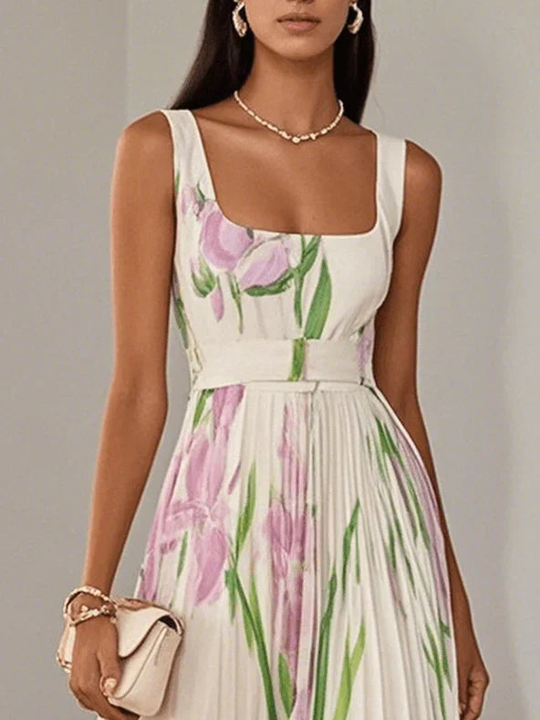 Nina Pleated Floral Maxi Dress