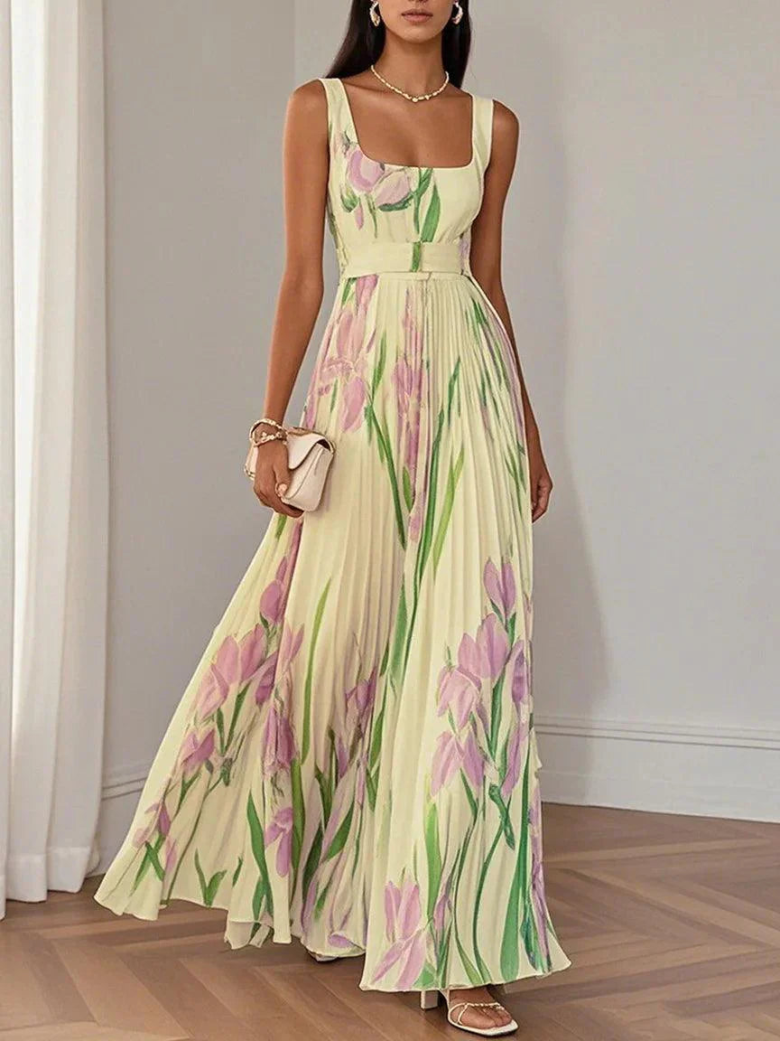 Nina Pleated Floral Maxi Dress