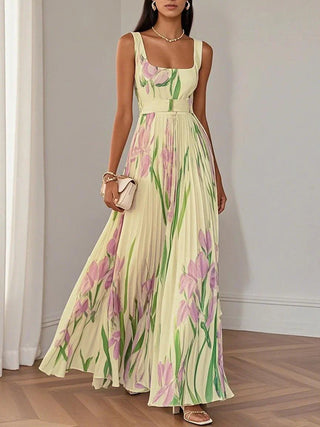 Nina Pleated Floral Maxi Dress