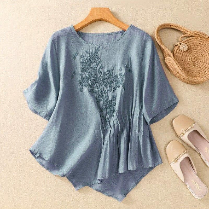 Genoa Embroidered Pleated Blouse