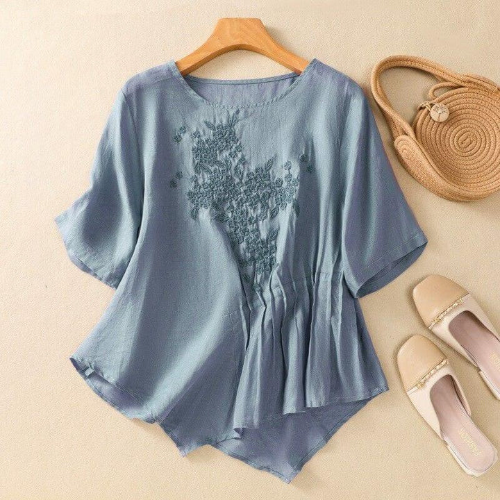 Genoa Embroidered Pleated Blouse