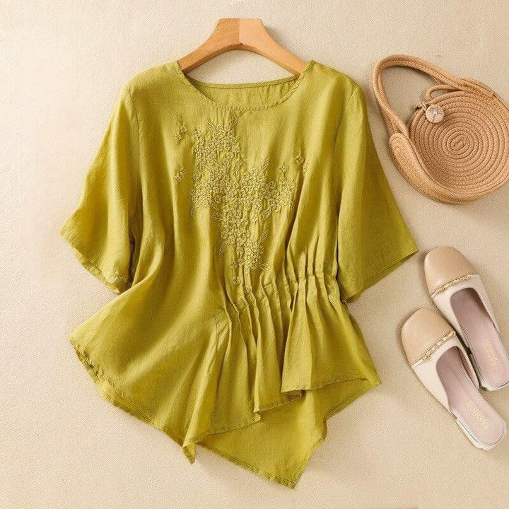 Genoa Embroidered Pleated Blouse