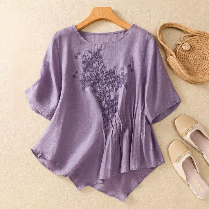 Genoa Embroidered Pleated Blouse