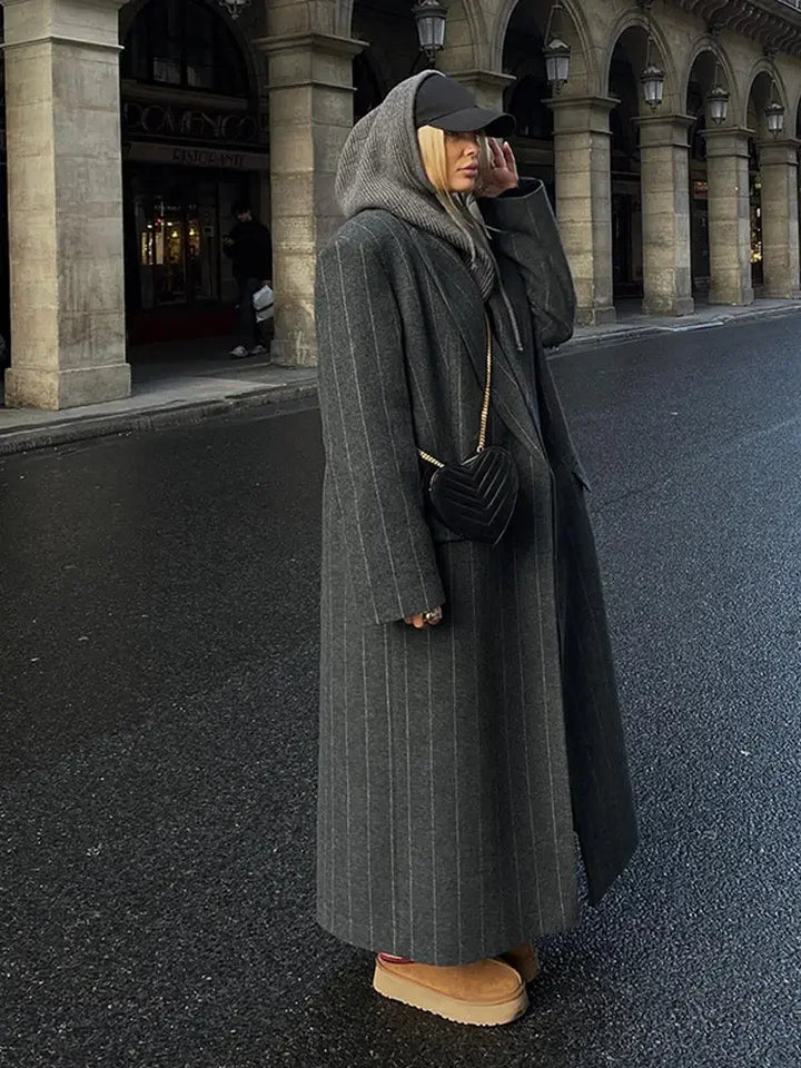 Sophie Striped Longline Trench Coat