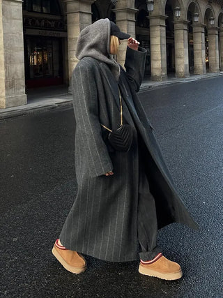 Sophie Striped Longline Trench Coat