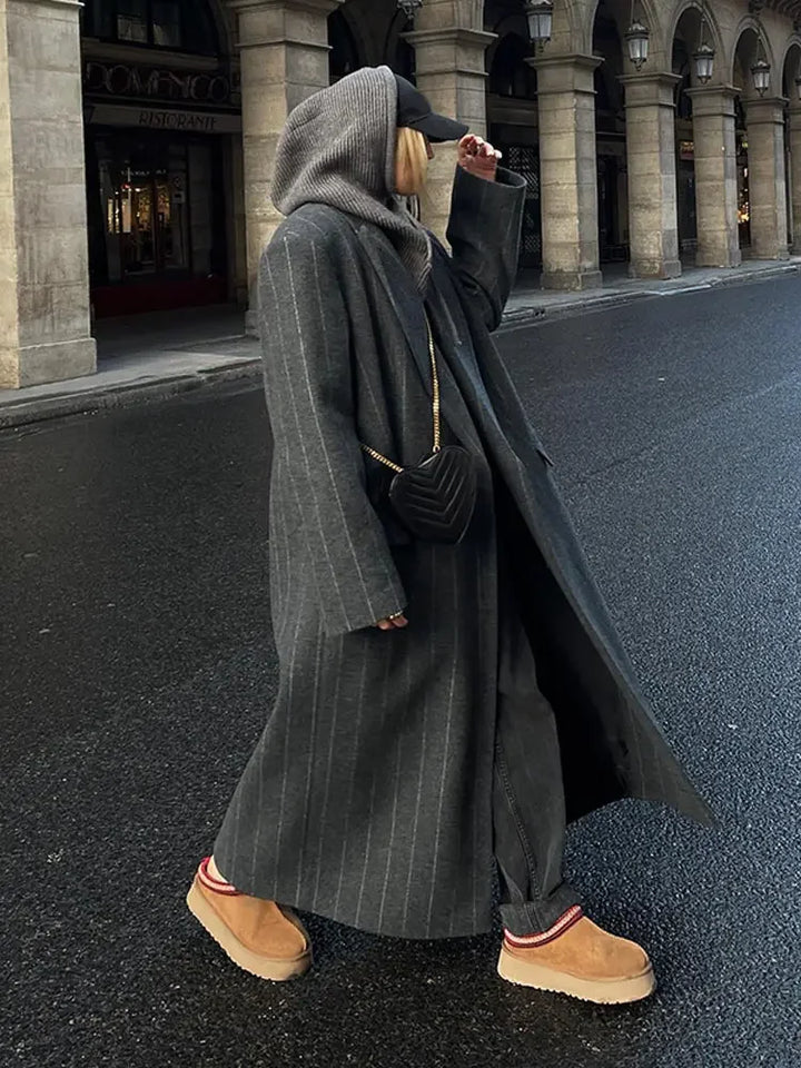 Sophie Striped Longline Trench Coat