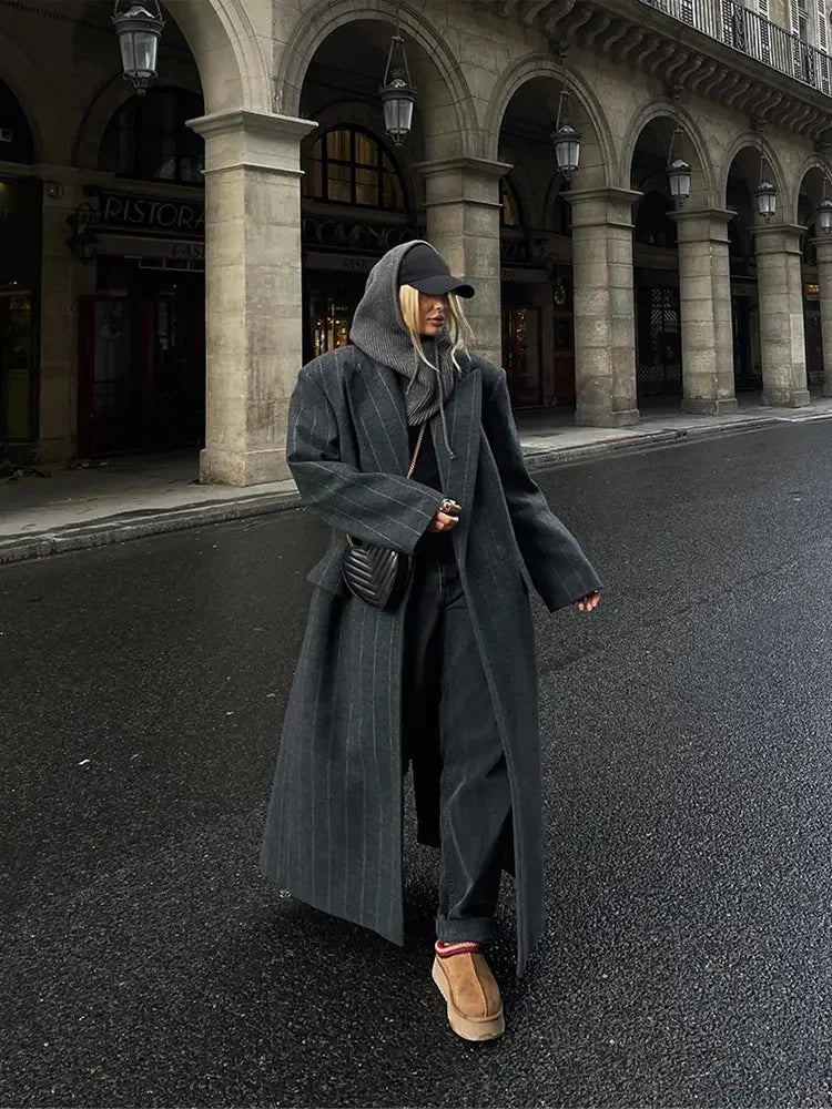 Sophie Striped Longline Trench Coat