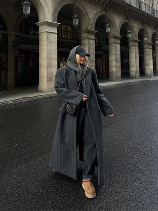 Sophie Striped Longline Trench Coat