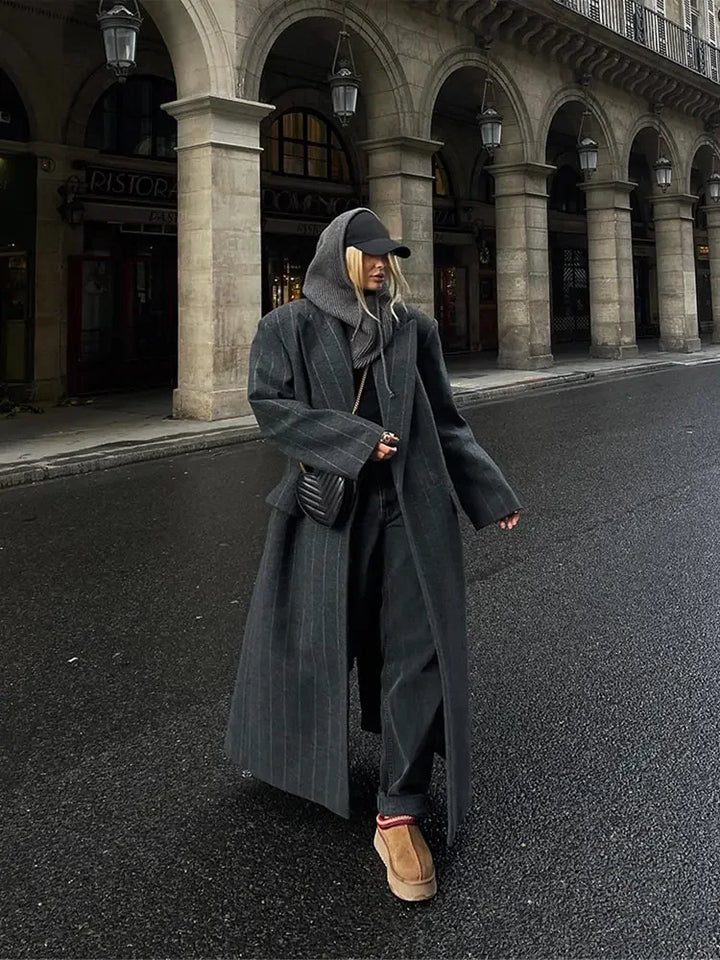 Sophie Striped Longline Trench Coat