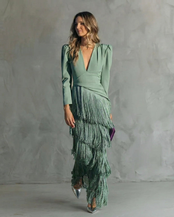 Camila Elegant Fringe Sleeve Dress