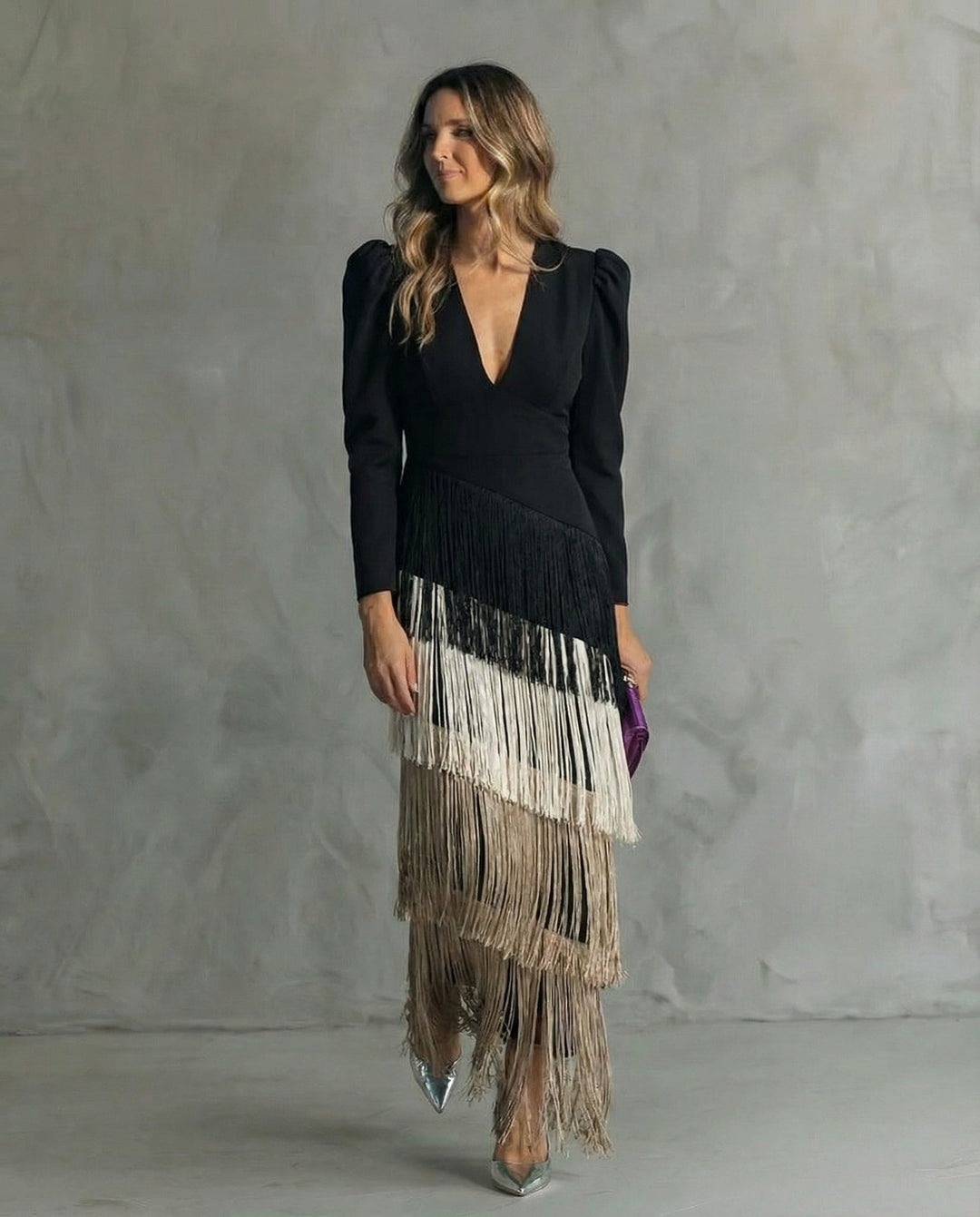 Camila Elegant Fringe Sleeve Dress