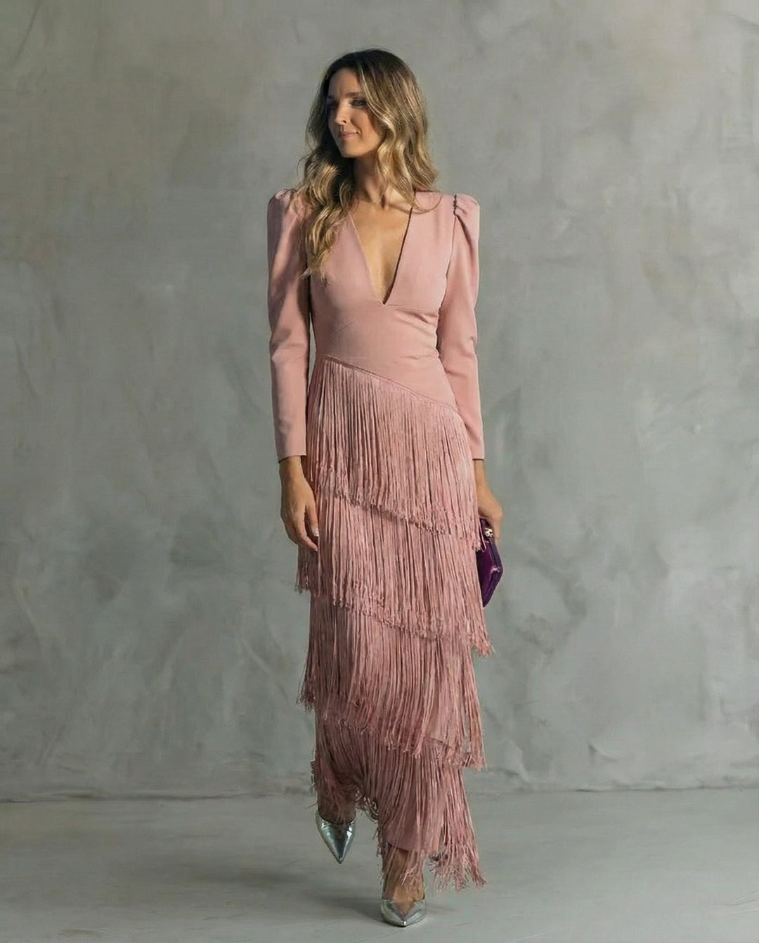 Camila Elegant Fringe Sleeve Dress