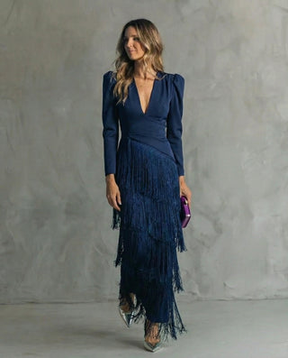 Camila Elegant Fringe Sleeve Dress