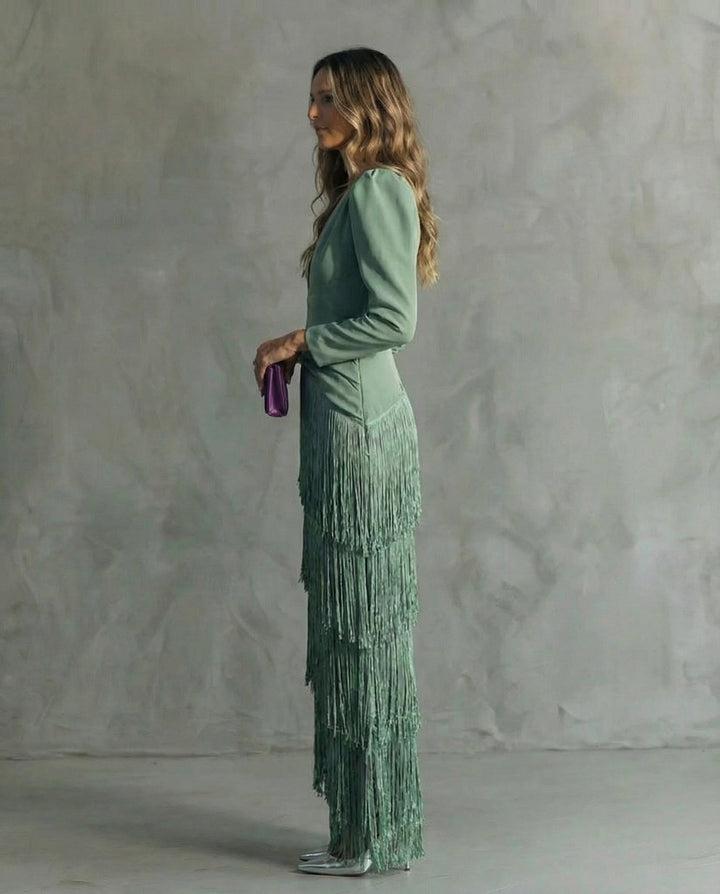 Camila Elegant Fringe Sleeve Dress