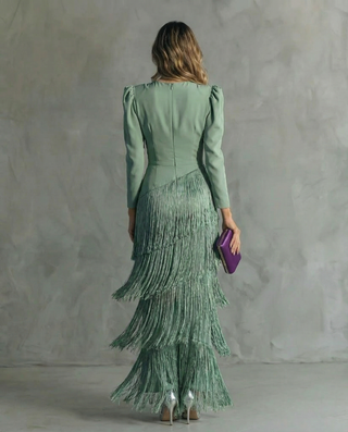 Camila Elegant Fringe Sleeve Dress