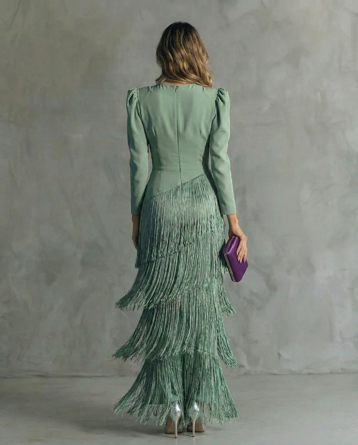 Camila Elegant Fringe Sleeve Dress