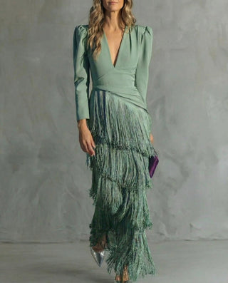 Camila Elegant Fringe Sleeve Dress