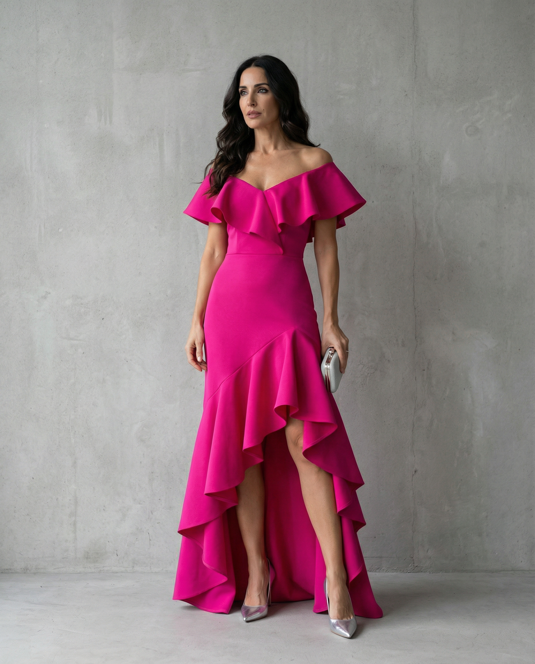 Isabel Ruffled V-Neck Dress