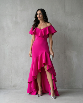 Isabel Ruffled V-Neck Dress