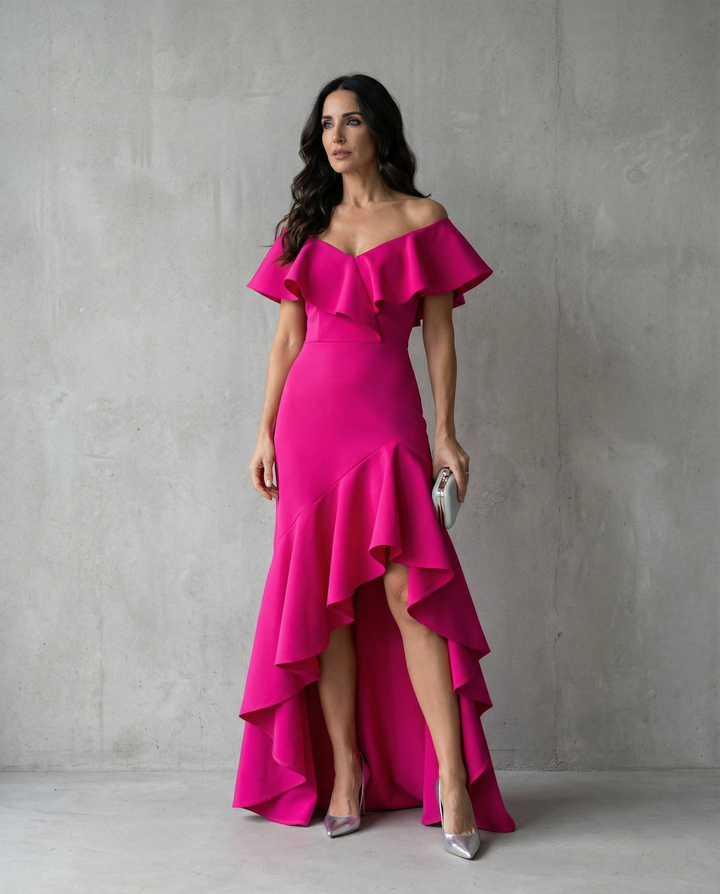 Isabel Ruffled V-Neck Dress