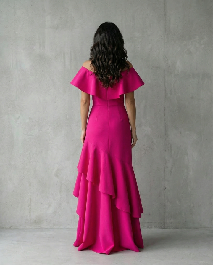 Isabel Ruffled V-Neck Dress