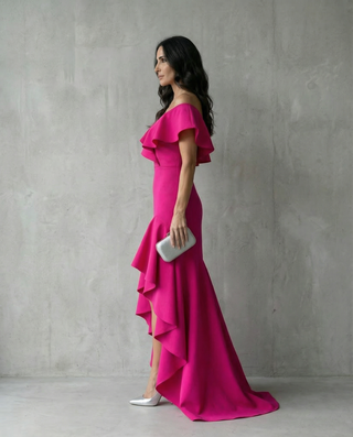 Isabel Ruffled V-Neck Dress