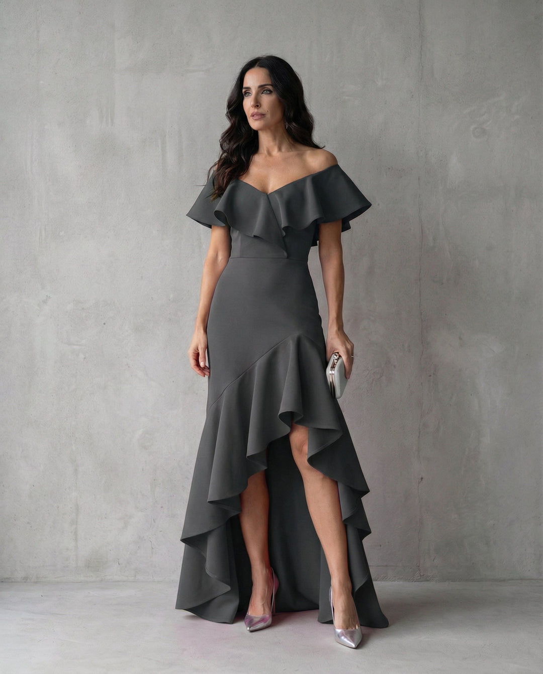 Isabel Ruffled V-Neck Dress