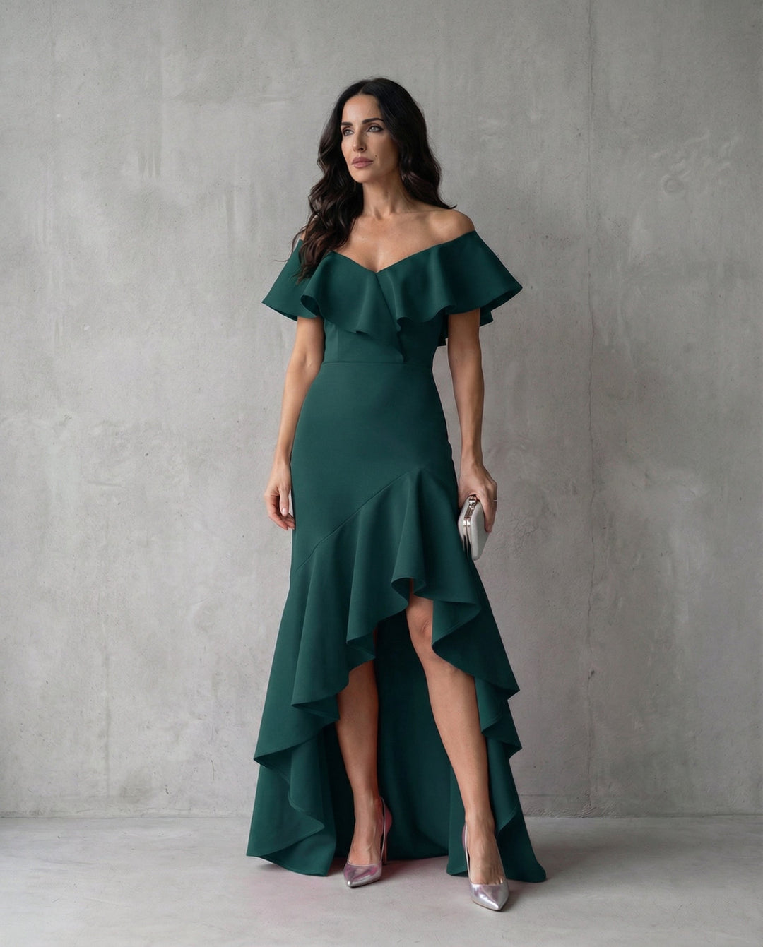 Isabel Ruffled V-Neck Dress