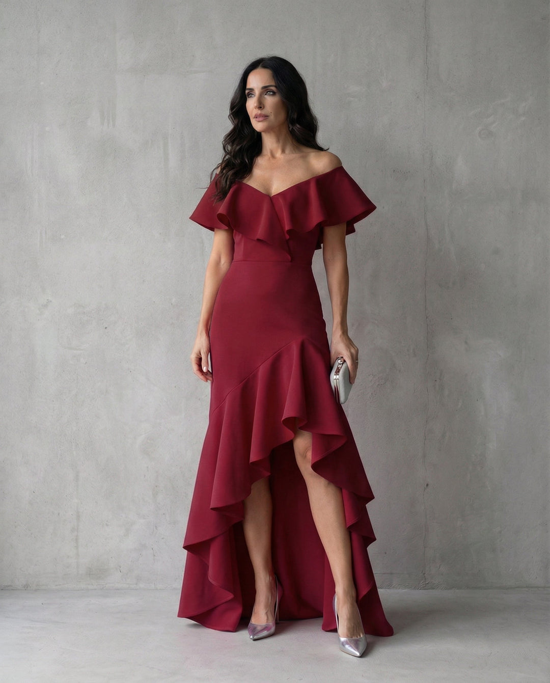 Isabel Ruffled V-Neck Dress
