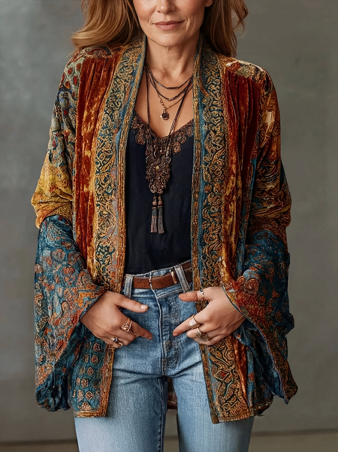 Aria Boho Patchwork Kimono Jacket