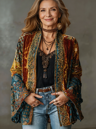 Aria Boho Patchwork Kimono Jacket
