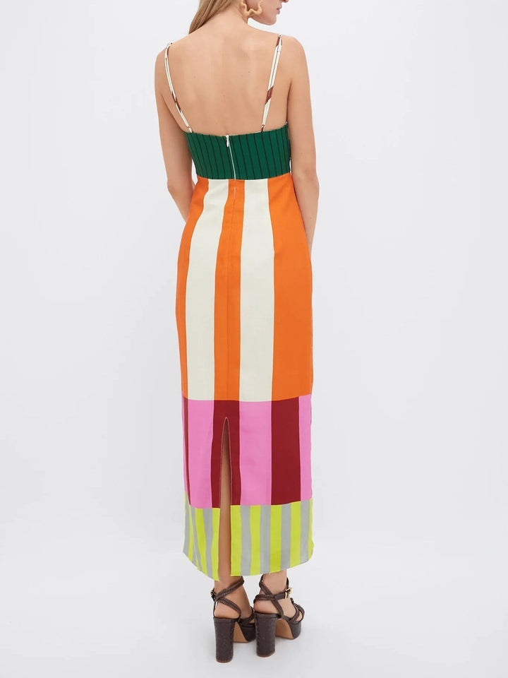 Robe longue rayée colorée Paloma