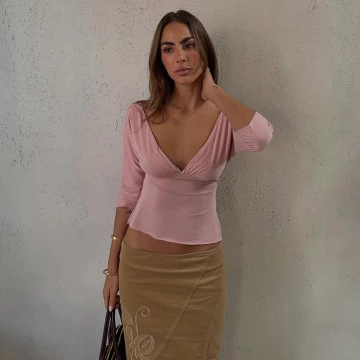 Sienna Slit V-Neck Top