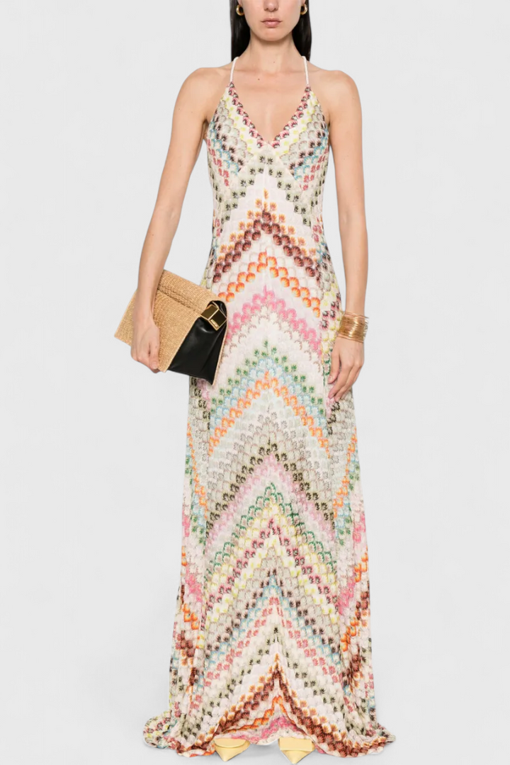 Agustina Zigzag V-Neck Dress