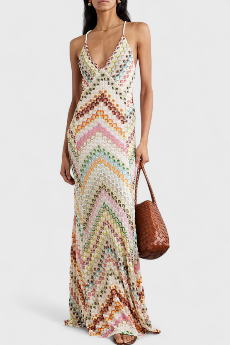 Agustina Zigzag V-Neck Dress