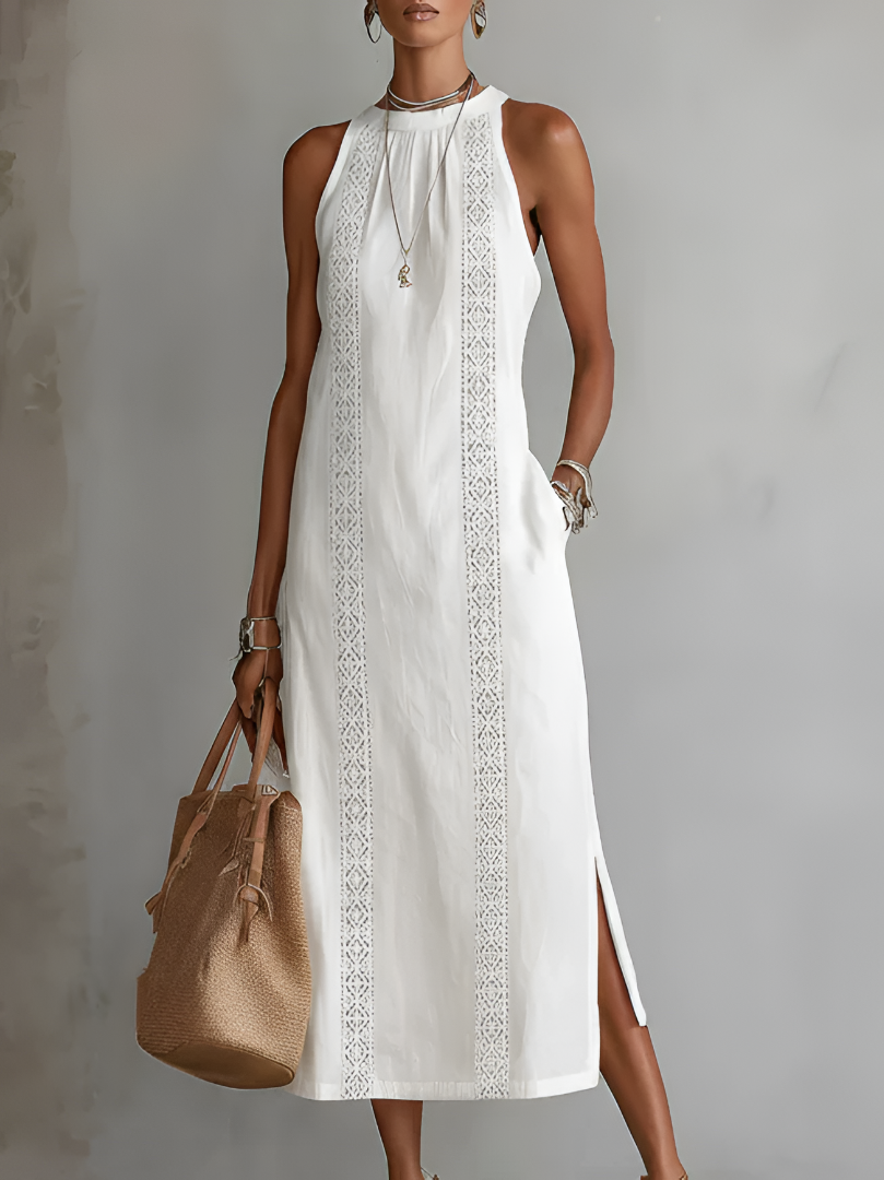 Jimena Mandarin Collar Midi Dress