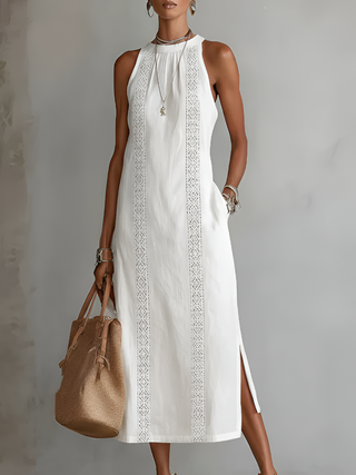 Jimena Mandarin Collar Midi Dress