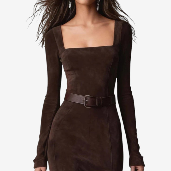 Franca Square Neck Slit Dress