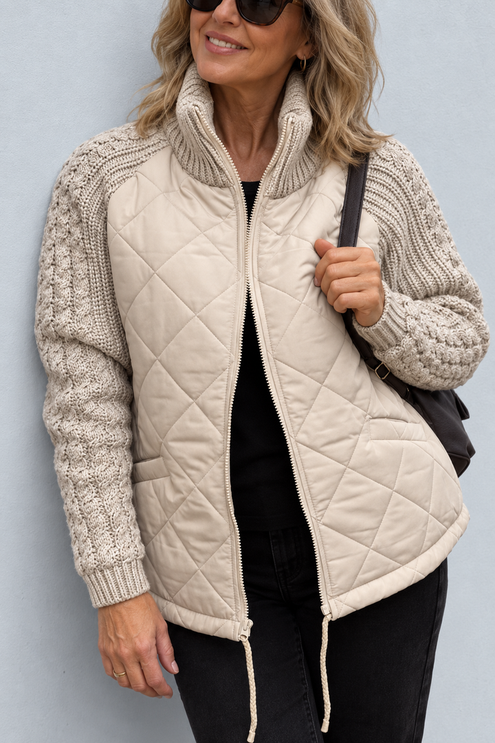 Maren Quilted Cable-Sleeve Jacket