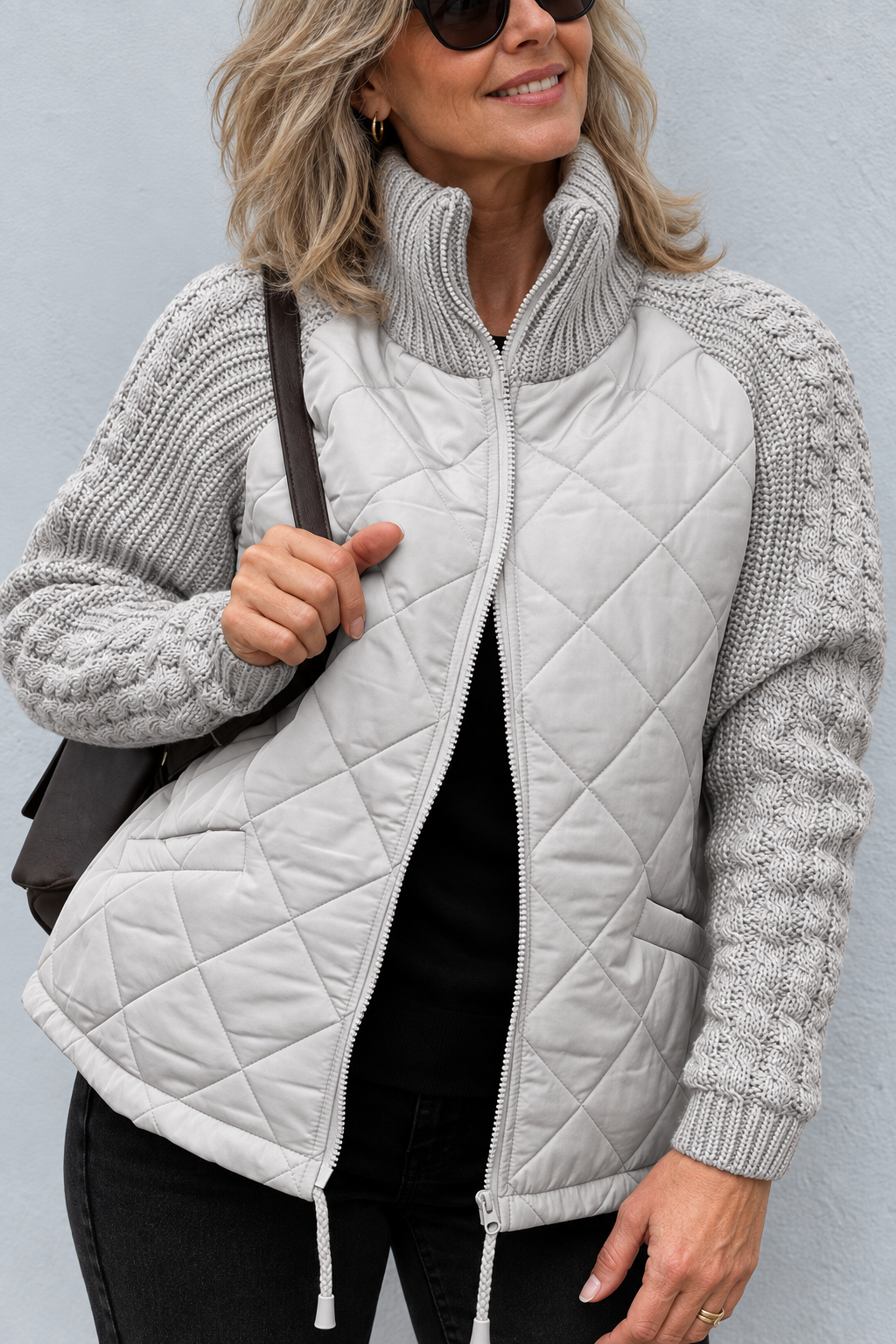 Maren Quilted Cable-Sleeve Jacket