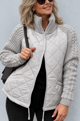 Maren Quilted Cable-Sleeve Jacket