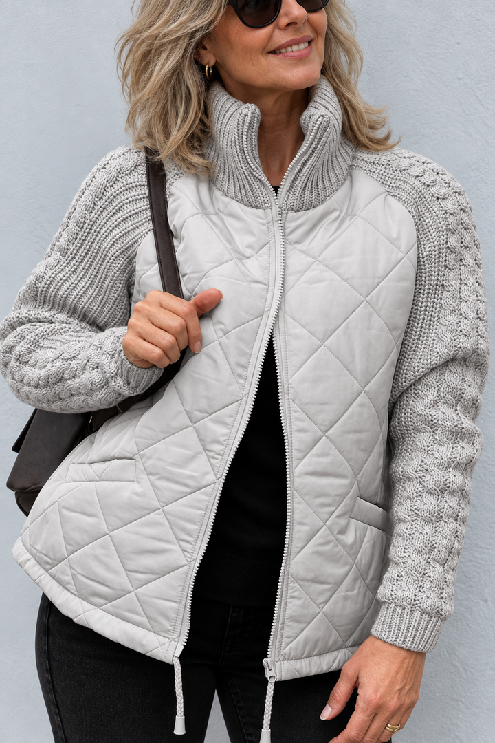Maren Quilted Cable-Sleeve Jacket
